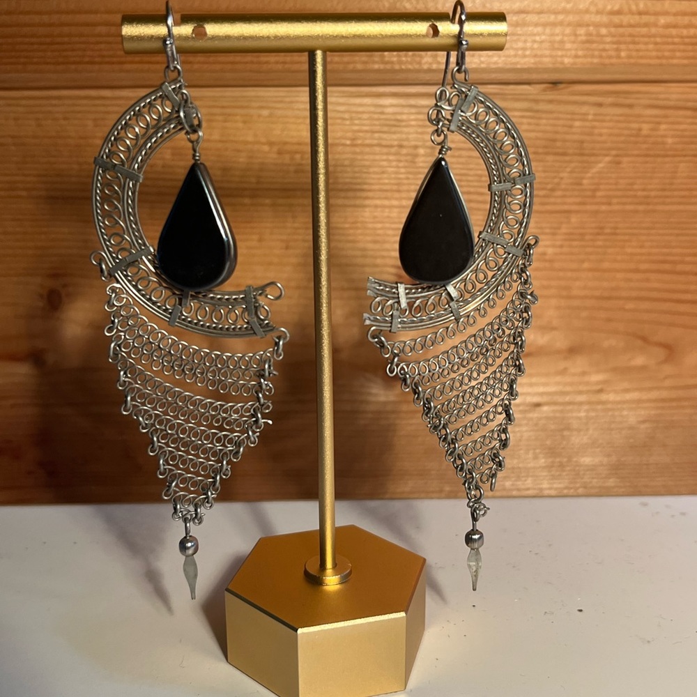 Authentic fair trade earrings with rose courts and hematite